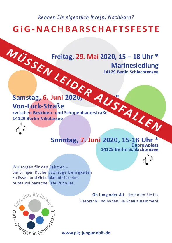 Flyer Absage Nachbarschaftsfeste 2020